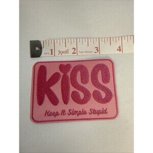 Pink KISS Keep It Simple Stupid Patch For Use To Heat Press New